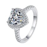 White Heart shaped moissanite silver rings